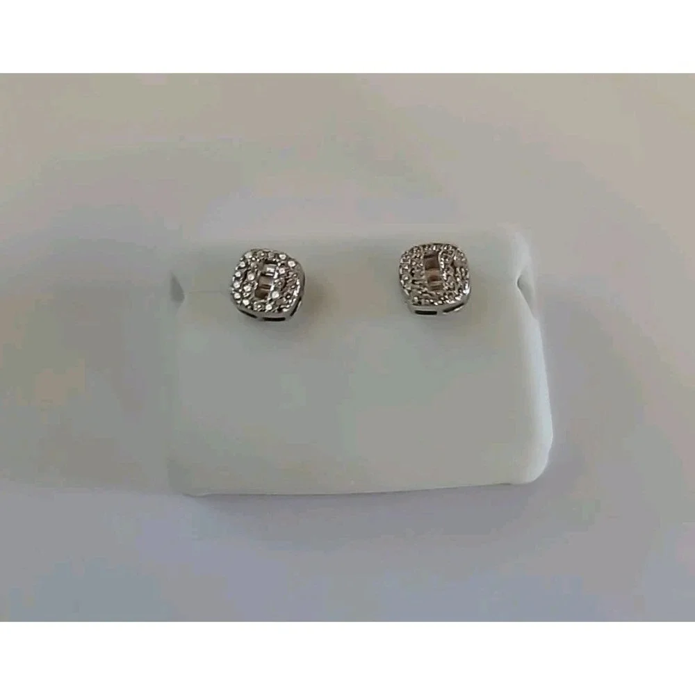 Moissanite Cluster Stud Earrings‎ 925 Sterling Silver Screw Back Wedding Travel